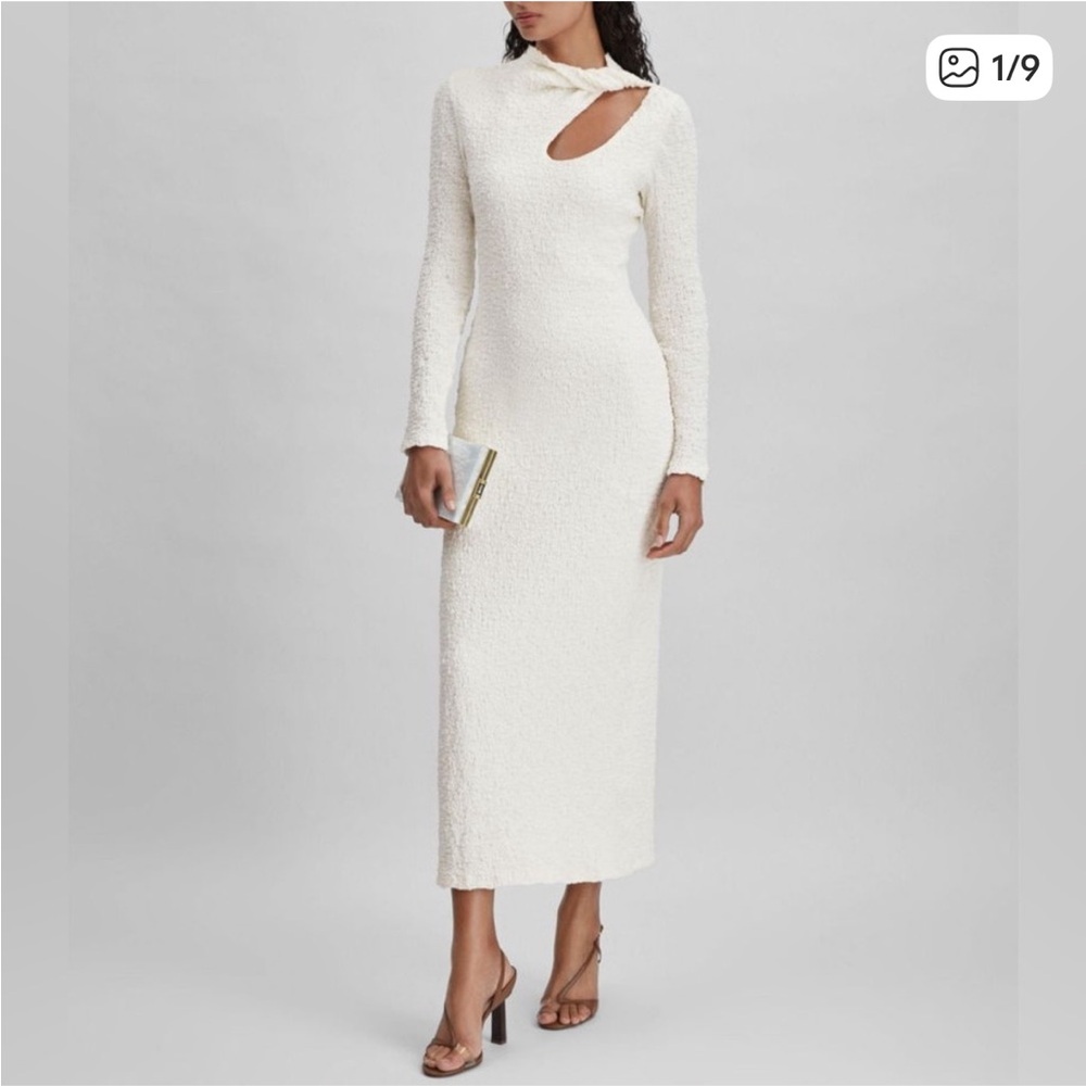 Significant Other Ivory Textured Cut-Out Midi Dress in Size 6